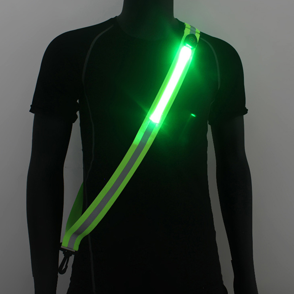 Running Gear Green - USB-Aufladbarer Reflektierender Gehgürtel Hochsichtbarer LED-Reflektorgürtel LED-Reflektorschärpe